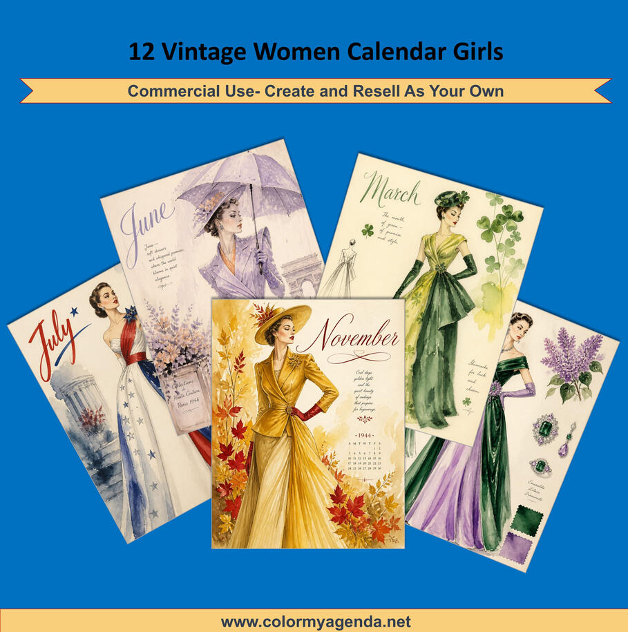 12 Vintage Calendar Girls